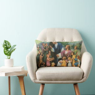 Jezus Christus zegent kinderen, Vintage Religie Kussen