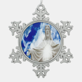 Jezus Christus zoon heeft genade Tin Sneeuwvlok Ornament