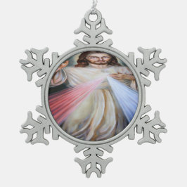 Jezus Christus zoon heeft genade Tin Sneeuwvlok Ornament