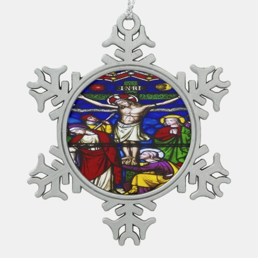 Jezus Christus zoon heeft genade Tin Sneeuwvlok Ornament (Voorkant)
