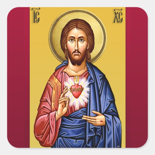 Jezus Christus Zoon van God nieuw Vierkante Sticker (Voorkant)