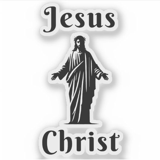 Jezus Christus (zwart op wit) Sticker (Voorkant)