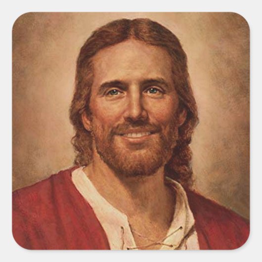 Jezus Christus's liefdevolle glimlach Vierkante Sticker (Voorkant)