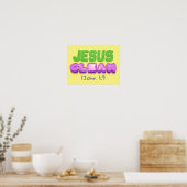 Jezus Clean vergeeft een schattig Christelijk ontw Poster (Keuken)