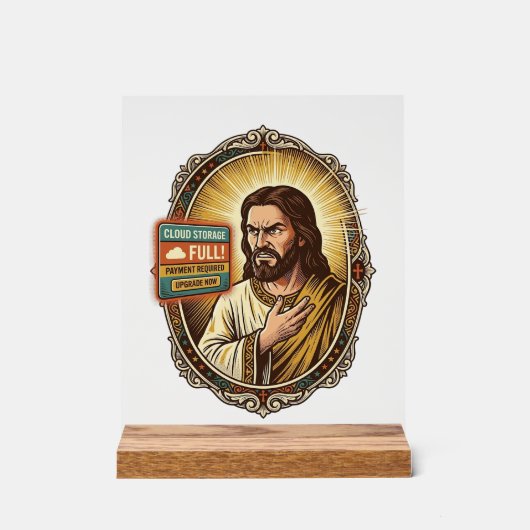 Jezus Cloud Opslag Vol Waarschuwing Betaalmuur Tec Acryl Bord (Voorkant)