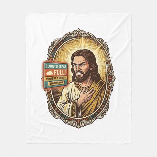 Jezus Cloud Opslag Vol Waarschuwing Betaalmuur Tec Fleece Deken (Voorkant)