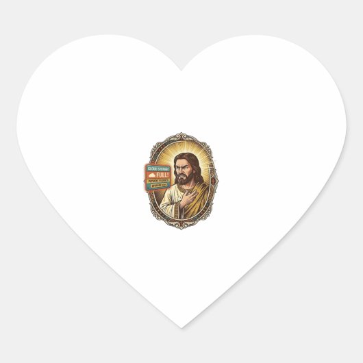 Jezus Cloud Opslag Vol Waarschuwing Betaalmuur Tec Hart Sticker (Voorkant)
