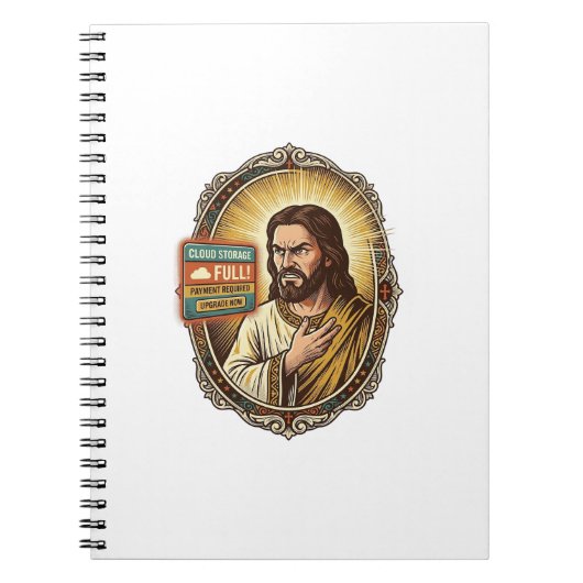 Jezus Cloud Opslag Vol Waarschuwing Betaalmuur Tec Notitieboek (Voorkant)