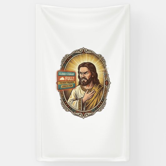 Jezus Cloud Opslag Vol Waarschuwing Betaalmuur Tec Spandoek (Verticaal)