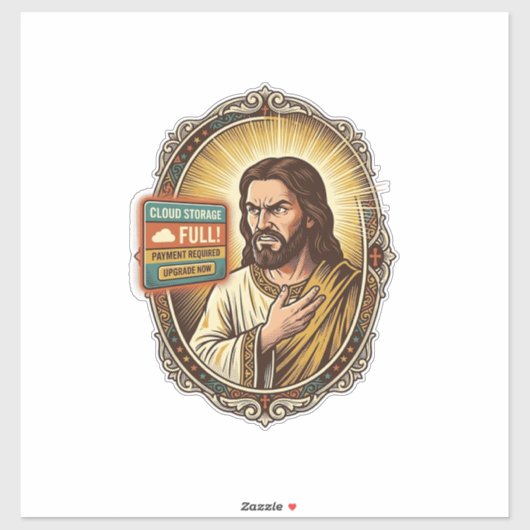 Jezus Cloud Opslag Vol Waarschuwing Betaalmuur Tec Sticker (Vel)