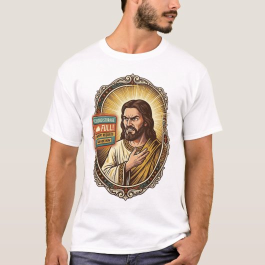 Jezus Cloud Opslag Vol Waarschuwing Paywall Tech H T-shirt (Voorkant)