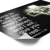 Jezus Cross Mattheüs 11:28 Foto Afdruk (Hoek)