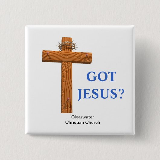 Jezus Cross Vierkante Button 5,1 Cm (Voorkant)