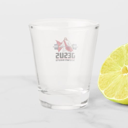 Jezus Dadlift design Christelijk gewicht Liften Wo Shot Glas (Achterkant)