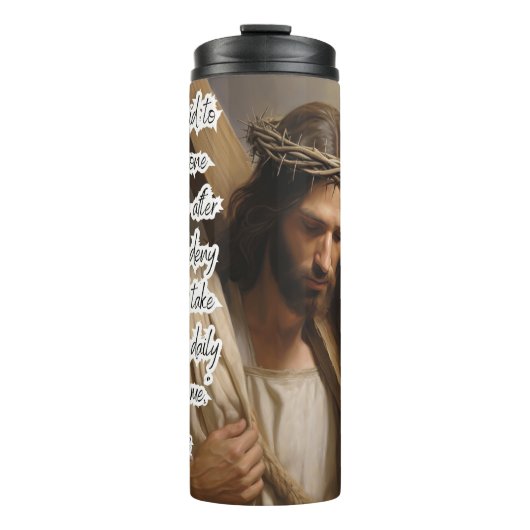 Jezus: Dagelijks Kruis, volg Mij Thermosbeker (Voorkant)