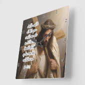 Jezus: Dagelijks Kruis, volg Mij Vierkante Klok (Hoek)