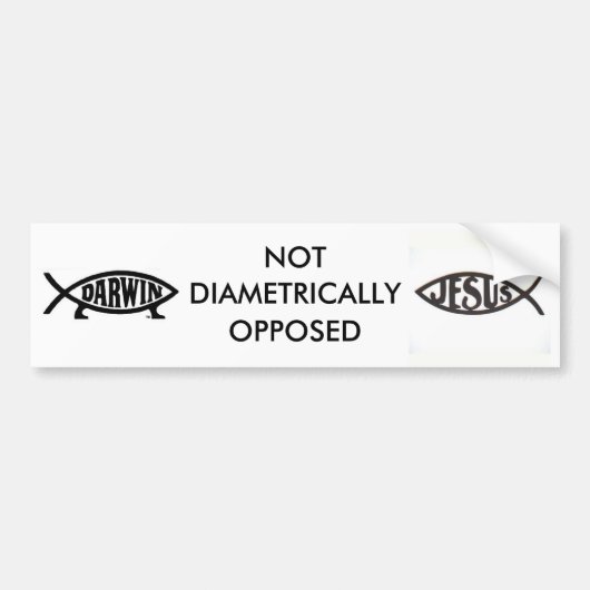 Jezus / Darwin : niet diametraal tegenovergesteld Bumpersticker (Voorkant)