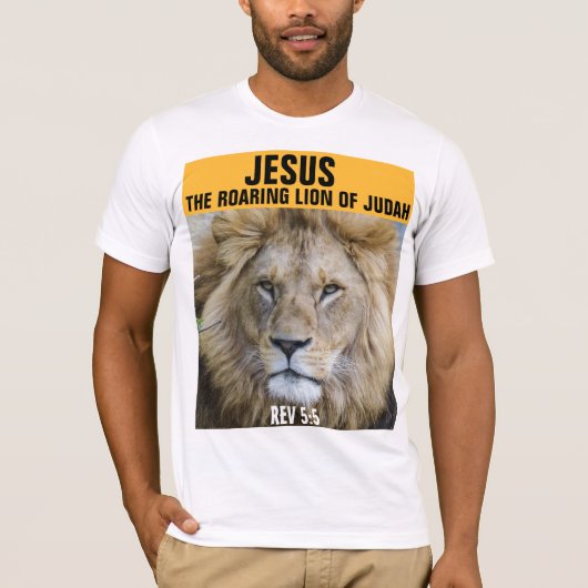 JEZUS DE BRULLENDE LEEUW VAN JUDA, CHRISTELIJK T-S T-SHIRT (Voorkant)
