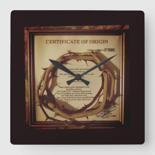 JEZUS, DE DOORNKROON VIERKANTE KLOK (Voorkant)