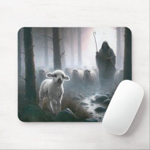 Jezus de Goede Herder die een Verloren Schaap Redt Muismat