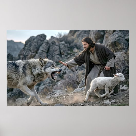 Jezus de Goede Herder en Beschermer Poster (Voorkant)