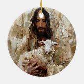 Jezus de Goede Herder met het Lam Keramisch Ornament (Achterkant)