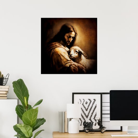 Jezus ~ De Goede Herder ~ Psalm 23 ~ Poster (Thuiskantoor)