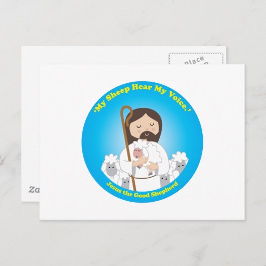 Jezus de Good Shepherd Briefkaart (Voorkant / Achterkant)