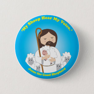 Jezus de Good Shepherd Ronde Button 5,7 Cm