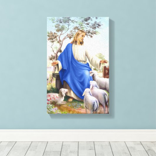 Jezus de herder canvas afdruk (Insitu (Houten vloer))
