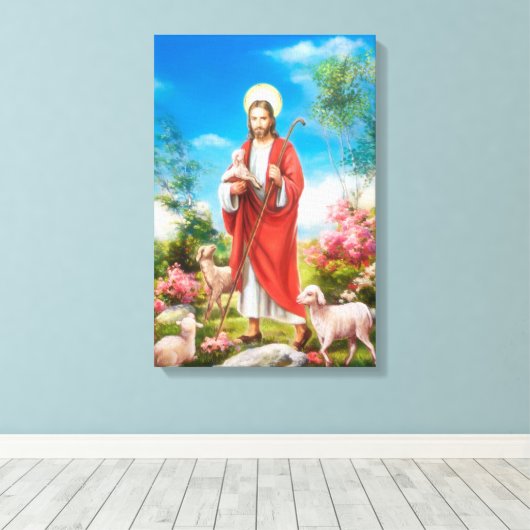Jezus de herder canvas afdruk (Insitu (Houten vloer))