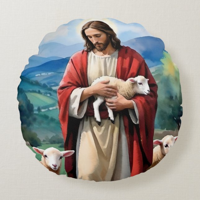 Jezus de herder rond kussen (Voorkant)