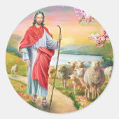 Jezus de herder ronde sticker (Voorkant)