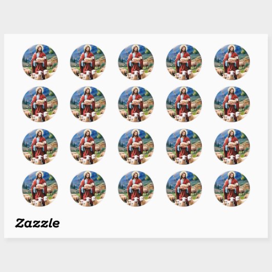 Jezus de herder ronde sticker (Vel)