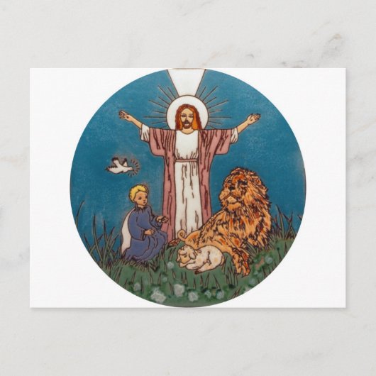 Jezus de Leon en de Lamb Briefkaart (Voorkant)