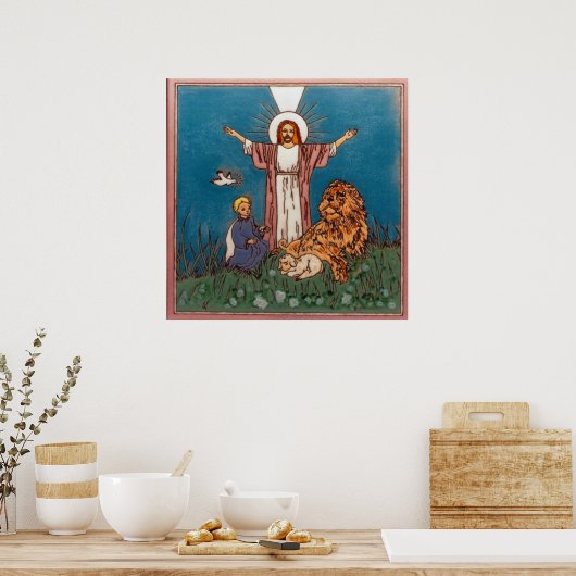 Jezus de Leon en de Lamb Poster (Keuken)