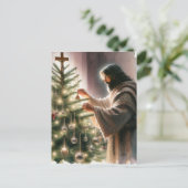 Jezus de Messias versiert de kerstboom Feestdagenkaart (Staand voorkant)
