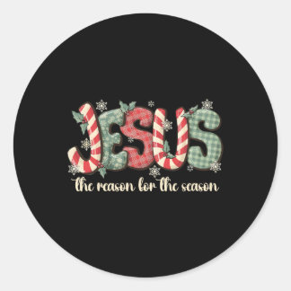 Jezus de reden voor het seizoen Candy Cane Christi Ronde Sticker