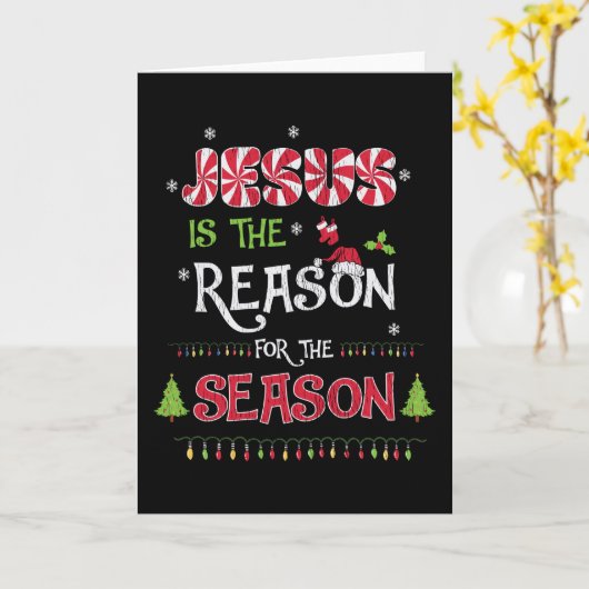 Jezus De Reden Voor Het Seizoen Christelijk Kerstf Kaart (Gele Bloem)