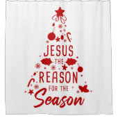 Jezus de reden voor het seizoen - Kerstgeloof Douchegordijn (Voorkant)