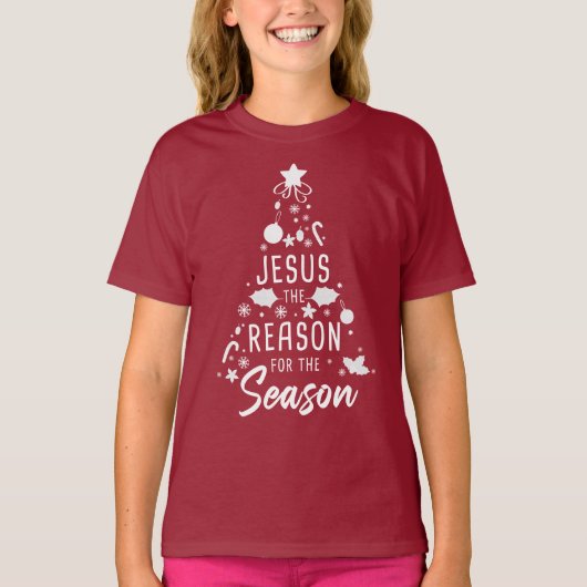 Jezus de reden voor het seizoen - Kerstgeloof T-shirt (Voorkant)