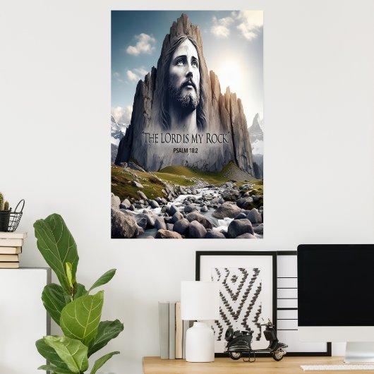 Jezus de rots van de eeuwen poster (Thuiskantoor)