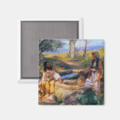 Jezus & de Samaritaanse vrouw bij Jacob's Well Mag Magneet (Voorkant / Achterkant)