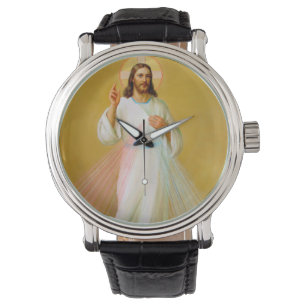 Jezus de Savior die katholieke kunstwerken verhuur Horloge