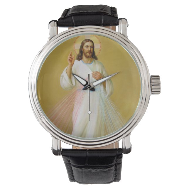 Jezus de Savior die katholieke kunstwerken verhuur Horloge (Voorkant)