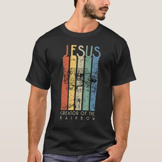 Jezus de schepper van de regenboognoah en de ark t-shirt (Voorkant)