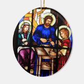 Jezus de timmerman glas-in-loodraam keramisch ornament (Links)