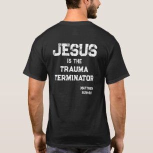 Jezus de Trauma Terminator Cross Bijbel Grunge T-shirt