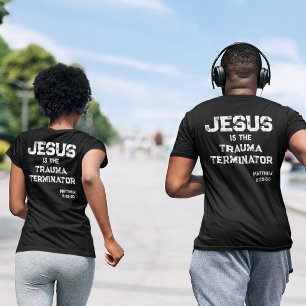 Jezus de Trauma Terminator Cross Bijbel Grunge T-shirt