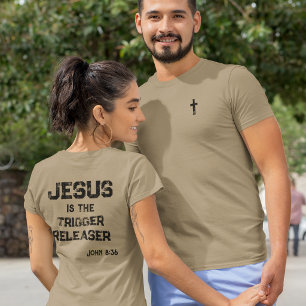 Jezus de Trigger Releaser Kruis Schriftuur Geloof Tri-Blend Shirt